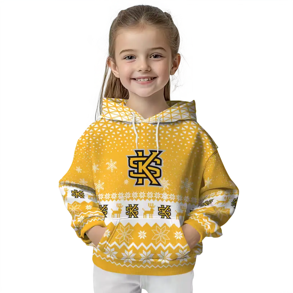 kennesaw state owls reindeer motif gold hoodie top rated kennesaw state owls reindeer motif gold hoodie top rated