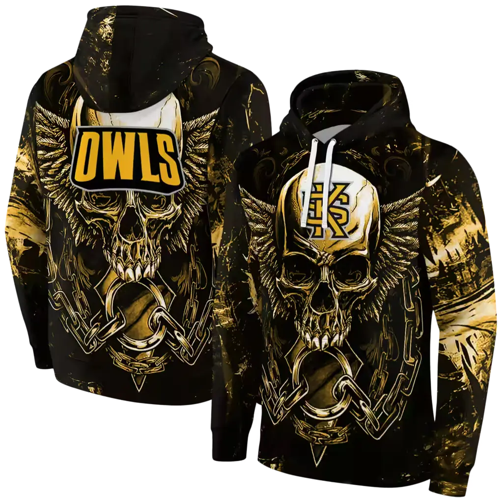 kennesaw state owls skull artwork gold black hoodie fashion forward kennesaw state owls skull artwork gold black hoodie fashion forward