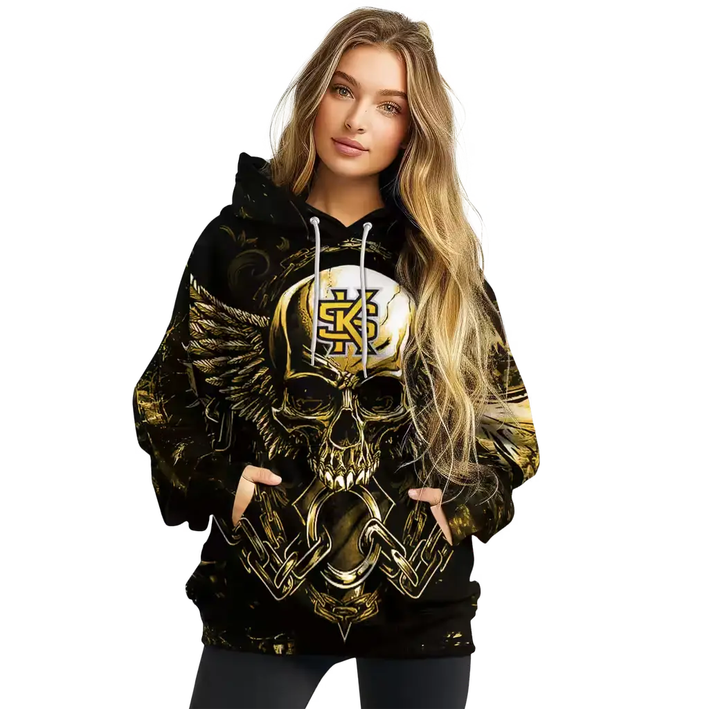 kennesaw state owls skull artwork gold black hoodie high quality kennesaw state owls skull artwork gold black hoodie high quality
