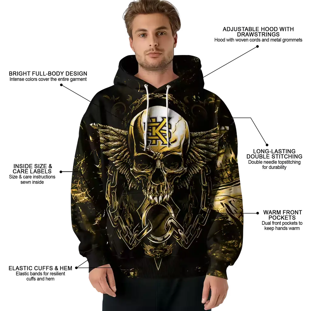 kennesaw state owls skull artwork gold black hoodie latest model kennesaw state owls skull artwork gold black hoodie latest model