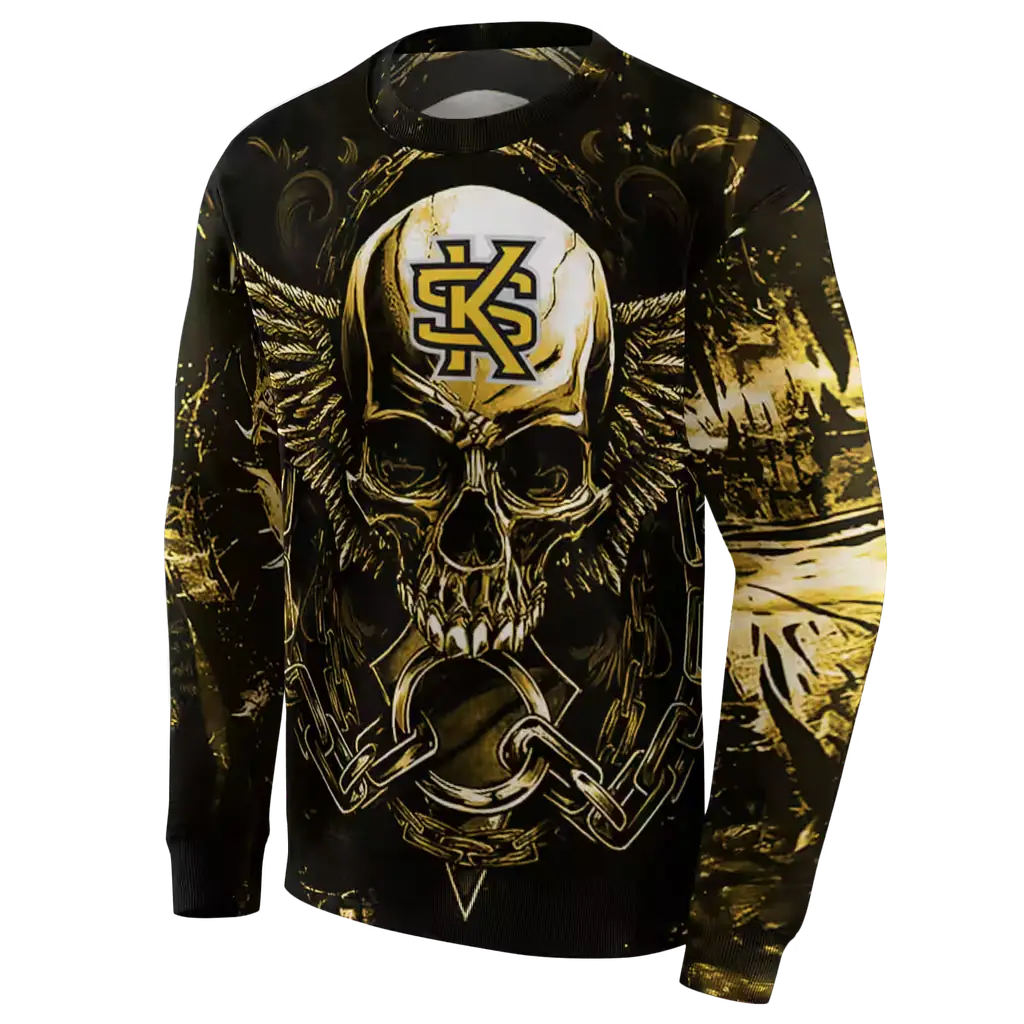 kennesaw state owls skull artwork gold black hoodie new arrival kennesaw state owls skull artwork gold black hoodie new arrival