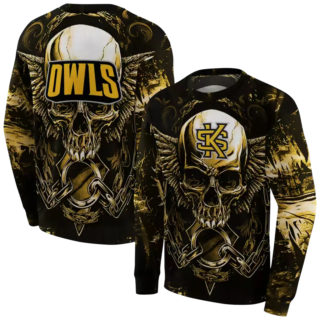 kennesaw state owls skull artwork gold black hoodie premium grade kennesaw state owls skull artwork gold black hoodie premium grade