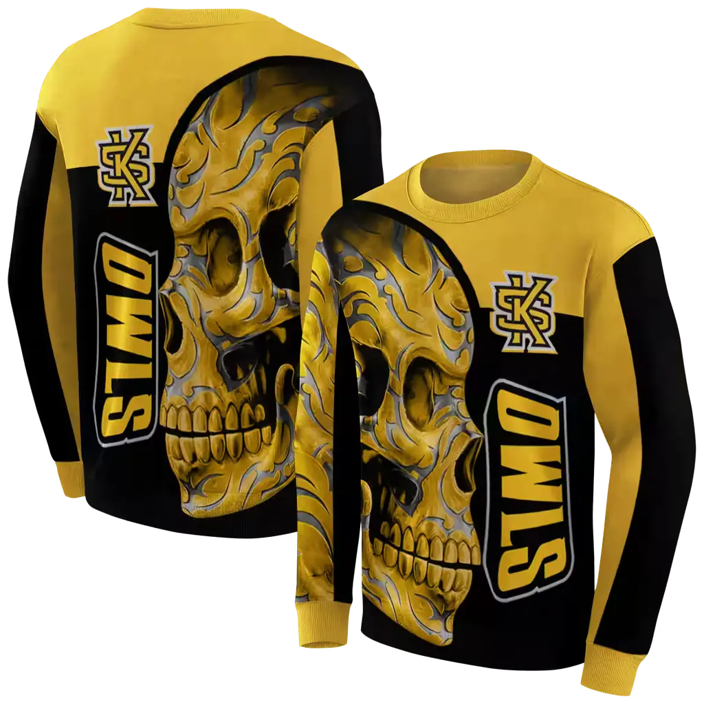 kennesaw state owls skull motif gold black hoodie premium grade kennesaw state owls skull motif gold black hoodie premium grade