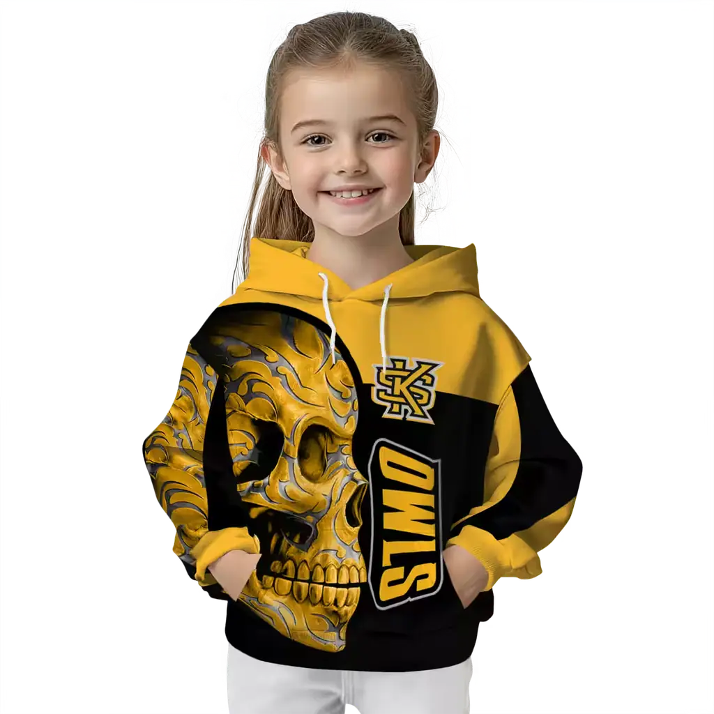 kennesaw state owls skull motif gold black hoodie top rated kennesaw state owls skull motif gold black hoodie top rated