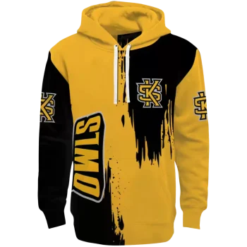 kennesaw state owls splatter effect gold hoodie best selling