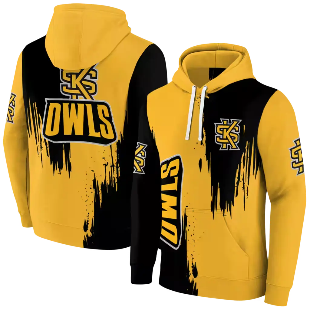 kennesaw state owls splatter effect gold hoodie fashion forward kennesaw state owls splatter effect gold hoodie fashion forward