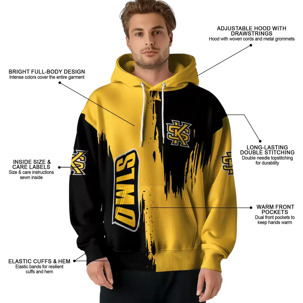 kennesaw state owls splatter effect gold hoodie latest model kennesaw state owls splatter effect gold hoodie latest model