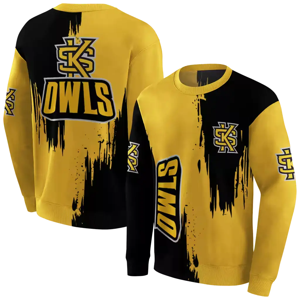 kennesaw state owls splatter effect gold hoodie premium grade kennesaw state owls splatter effect gold hoodie premium grade