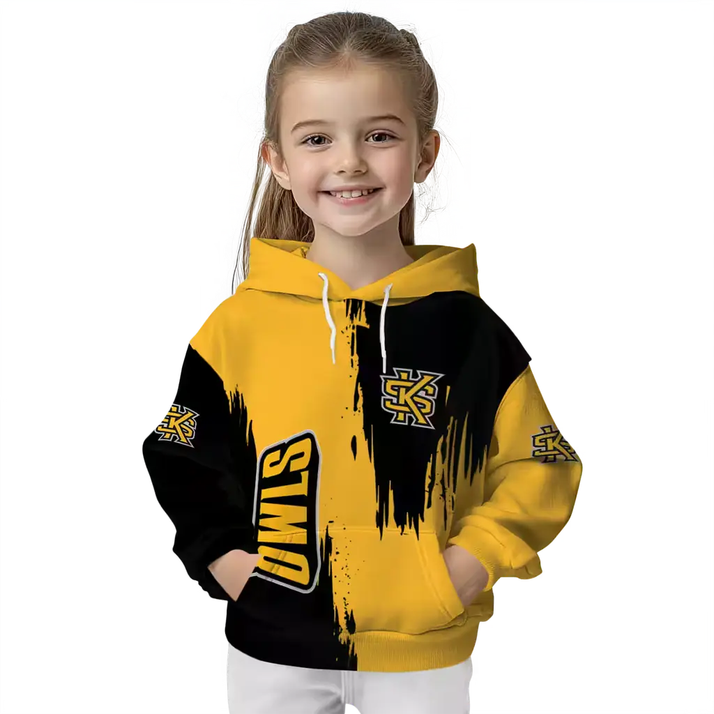 kennesaw state owls splatter effect gold hoodie top rated kennesaw state owls splatter effect gold hoodie top rated
