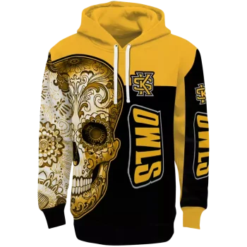 kennesaw state owls sugar skull gold black hoodie best selling