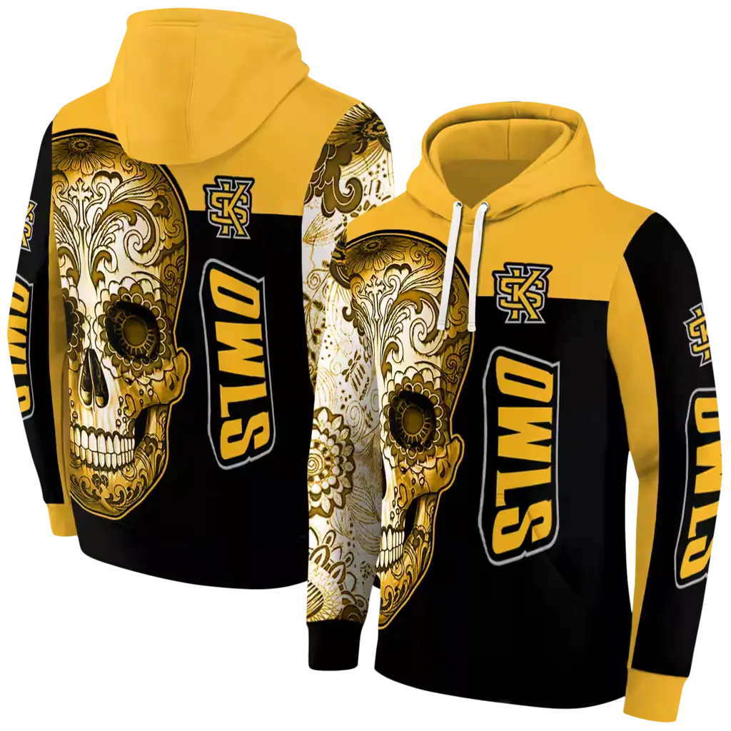 kennesaw state owls sugar skull gold black hoodie fashion forward kennesaw state owls sugar skull gold black hoodie fashion forward