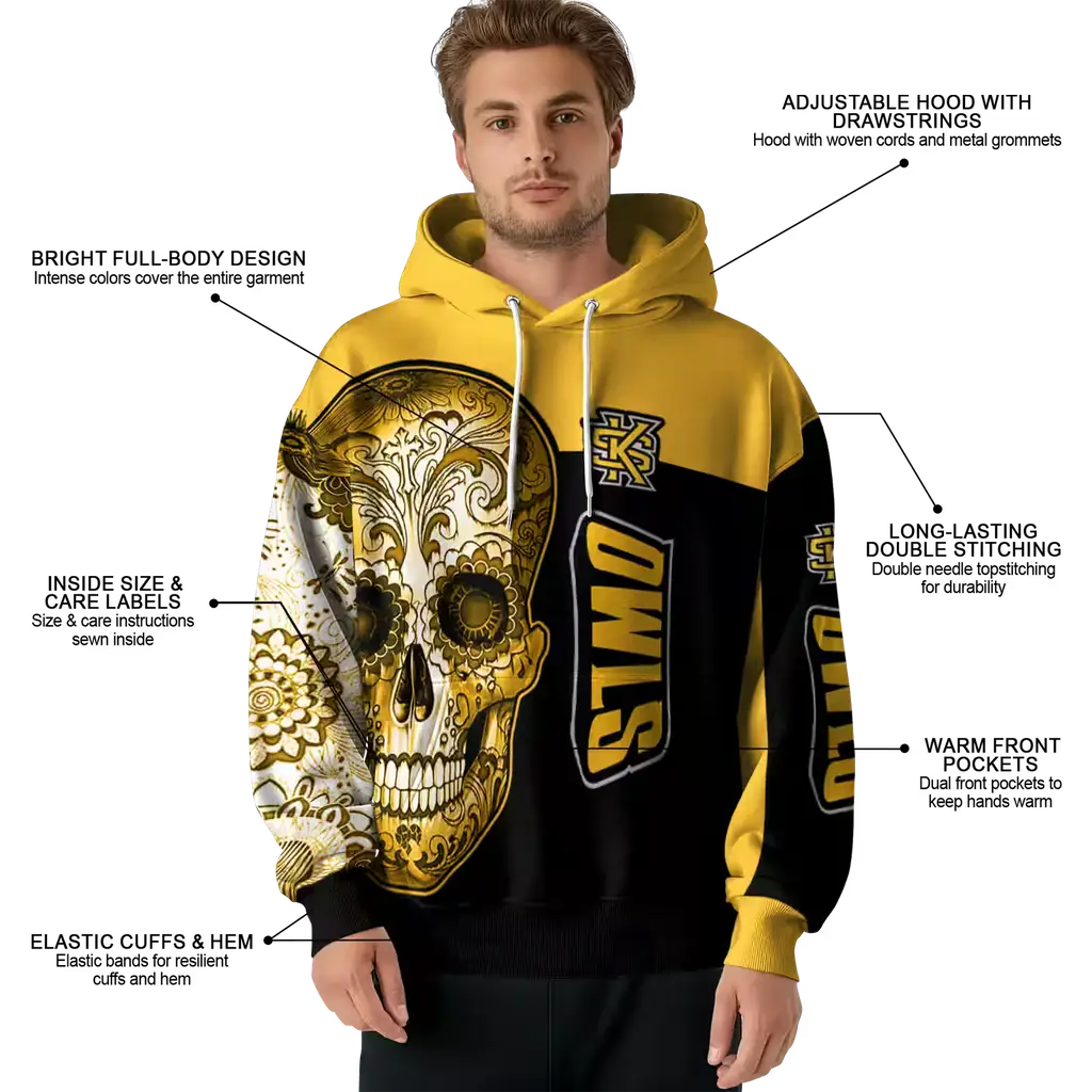 kennesaw state owls sugar skull gold black hoodie latest model kennesaw state owls sugar skull gold black hoodie latest model
