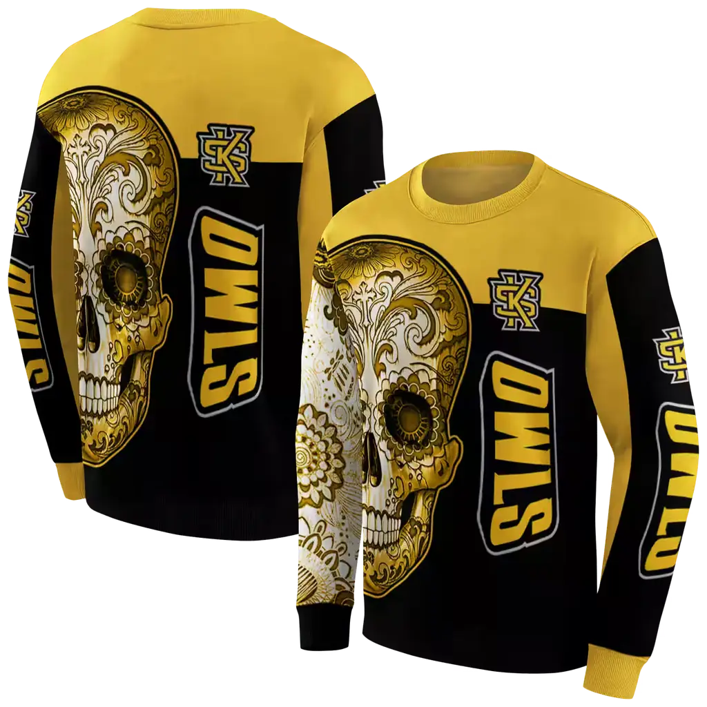 kennesaw state owls sugar skull gold black hoodie premium grade kennesaw state owls sugar skull gold black hoodie premium grade