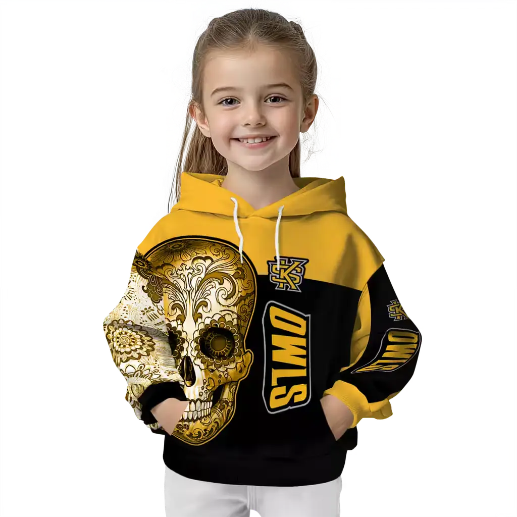kennesaw state owls sugar skull gold black hoodie top rated kennesaw state owls sugar skull gold black hoodie top rated