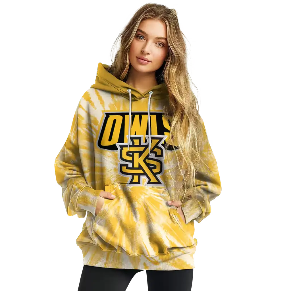 kennesaw state owls tie dye pattern gold hoodie high quality kennesaw state owls tie dye pattern gold hoodie high quality