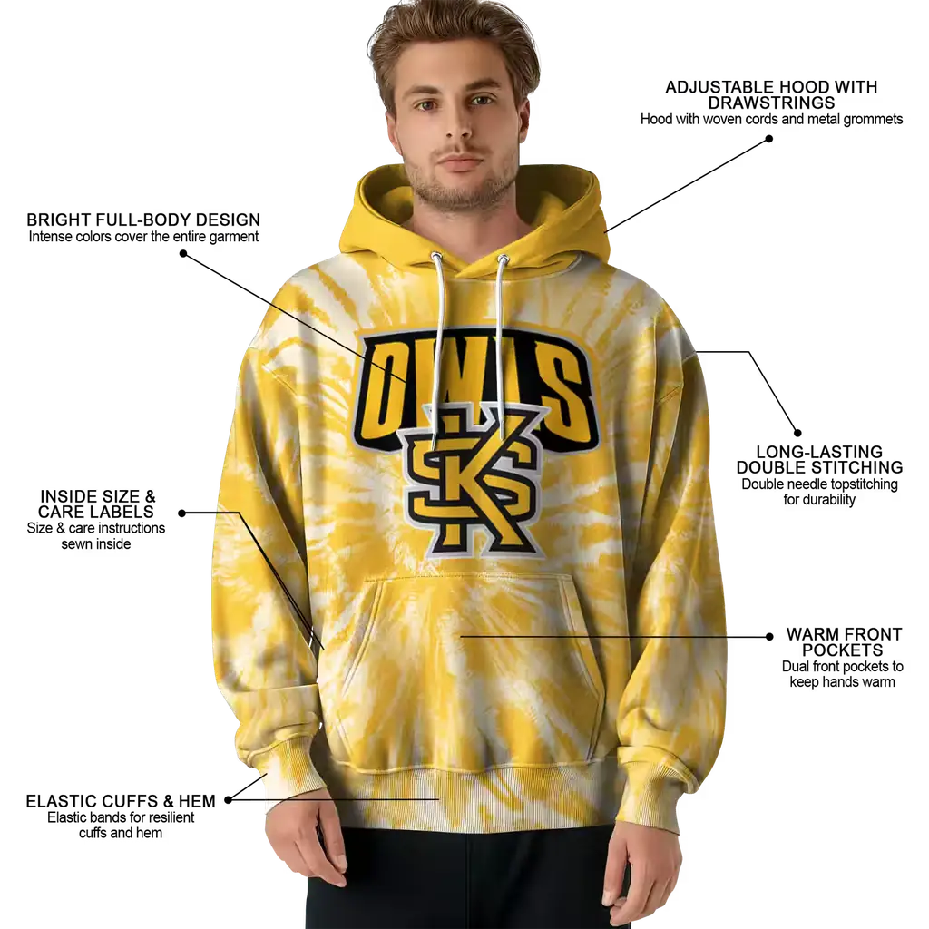 kennesaw state owls tie dye pattern gold hoodie latest model kennesaw state owls tie dye pattern gold hoodie latest model