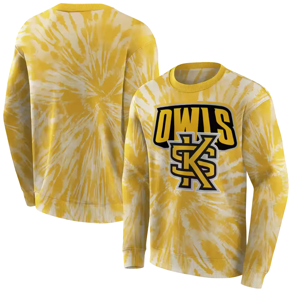 kennesaw state owls tie dye pattern gold hoodie premium grade kennesaw state owls tie dye pattern gold hoodie premium grade