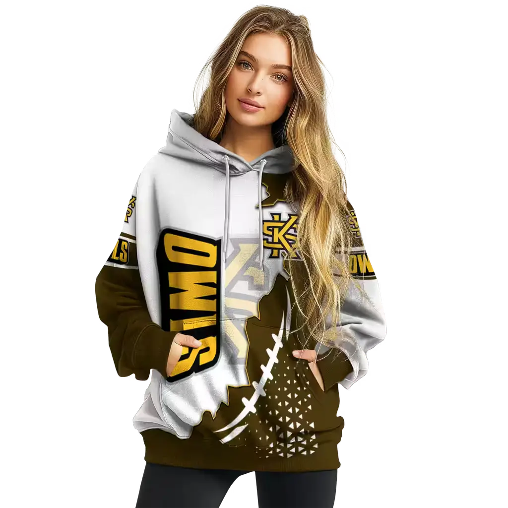 kennesaw state owls triangular pattern gold white hoodie high quality kennesaw state owls triangular pattern gold white hoodie high quality