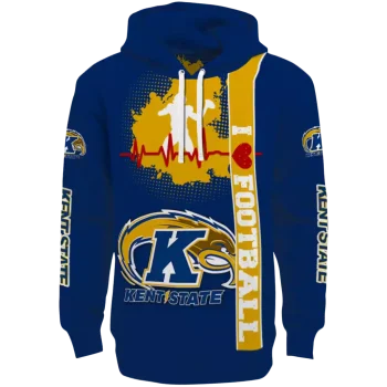 kent state golden flashes football heartbeat navy blue hoodie best selling