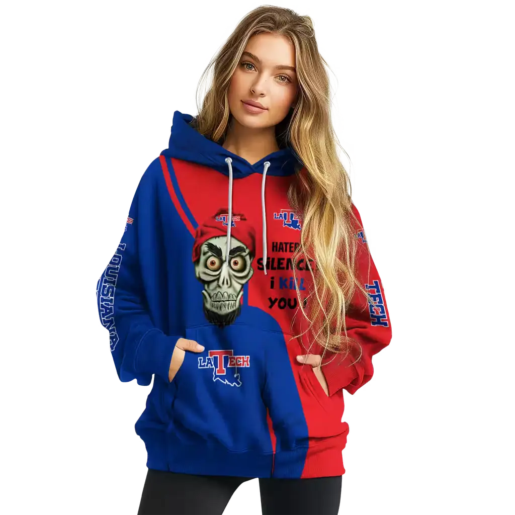 la tech achmed skull blue hoodie high quality la tech achmed skull blue hoodie high quality