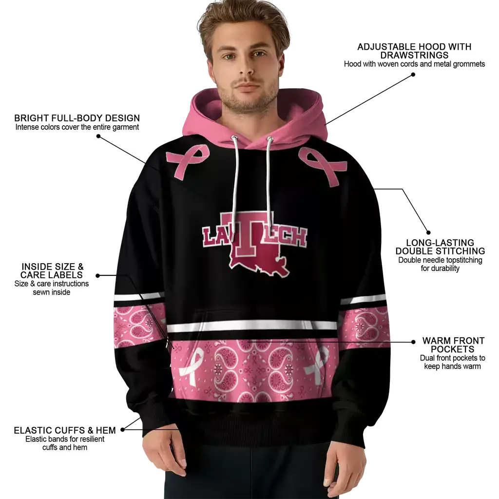 la tech awareness ribbon black pink hoodie latest model la tech awareness ribbon black pink hoodie latest model