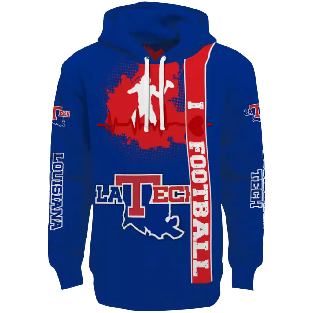 la tech football heartbeat blue hoodie best selling la tech football heartbeat blue hoodie best selling