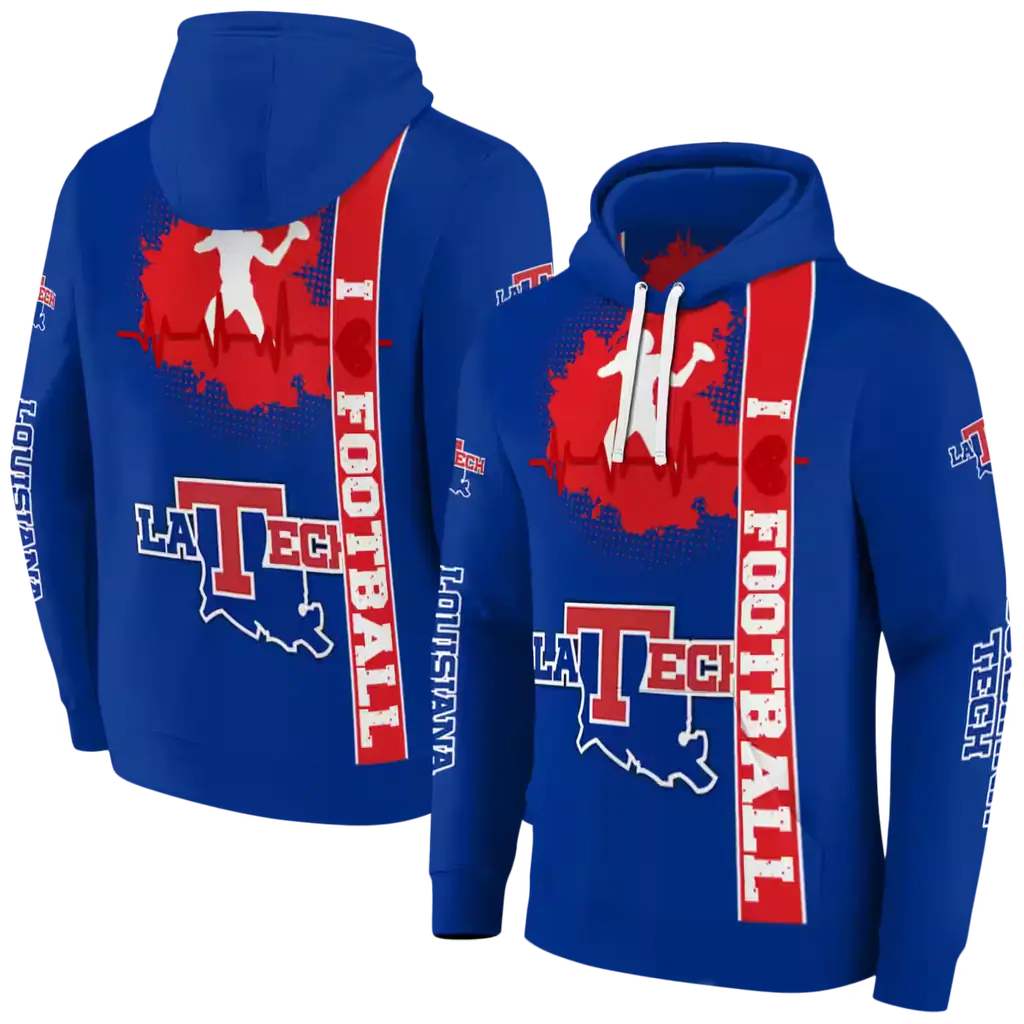 la tech football heartbeat blue hoodie fashion forward la tech football heartbeat blue hoodie fashion forward