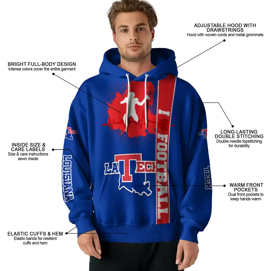 la tech football heartbeat blue hoodie latest model la tech football heartbeat blue hoodie latest model