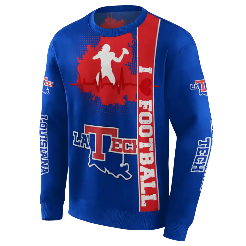 la tech football heartbeat blue hoodie new arrival la tech football heartbeat blue hoodie new arrival