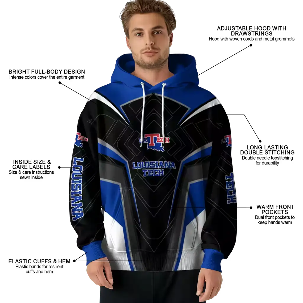 la tech futuristic pattern blue black hoodie latest model la tech futuristic pattern blue black hoodie latest model