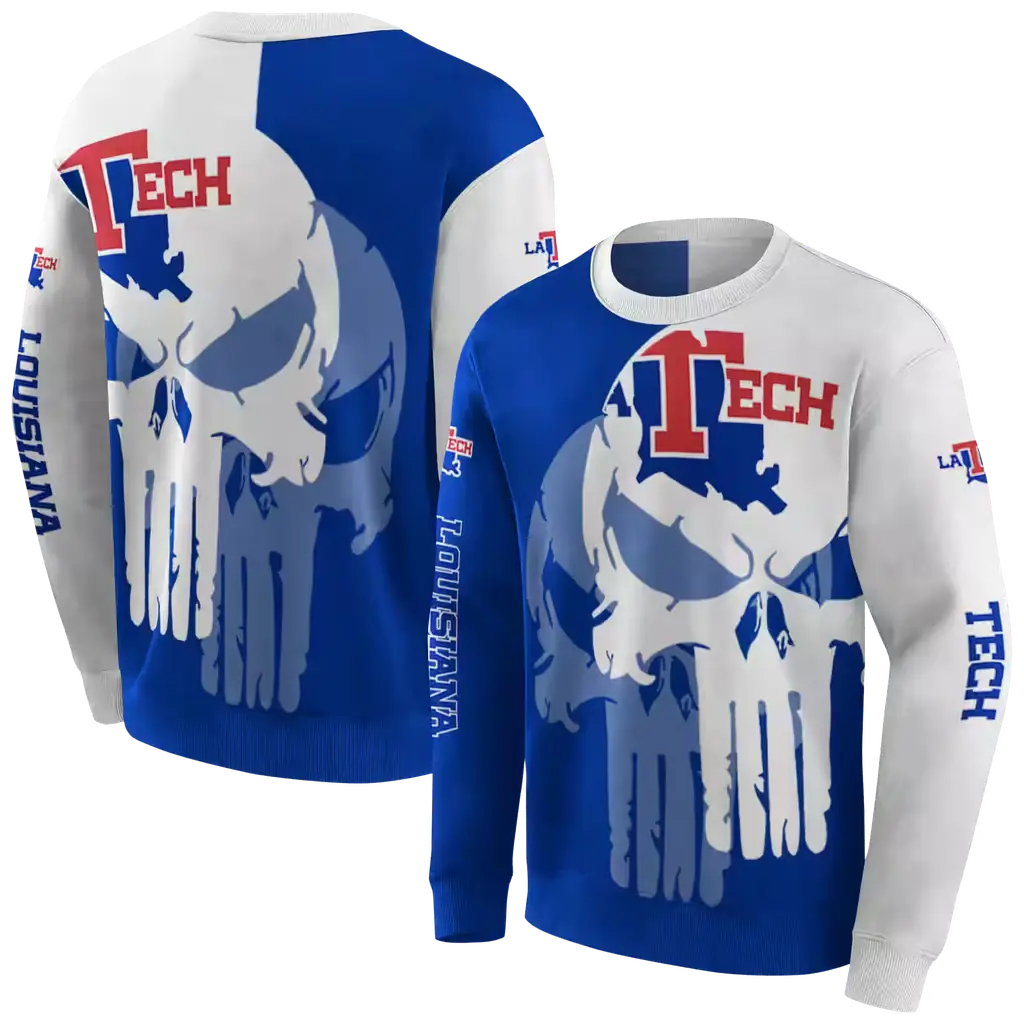 la tech graphic punisher blue white hoodie premium grade la tech graphic punisher blue white hoodie premium grade