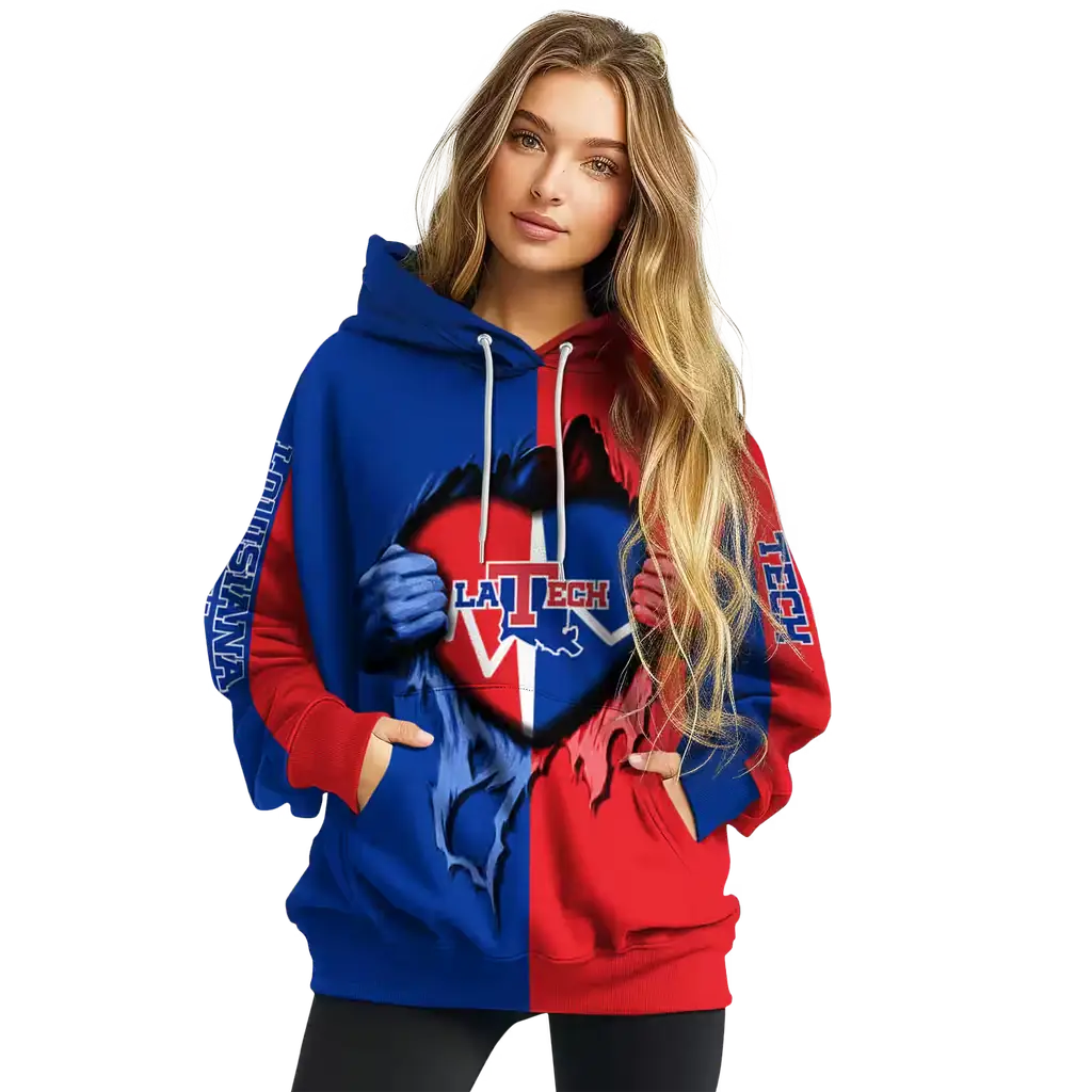 la tech heartbeat graphic blue hoodie high quality la tech heartbeat graphic blue hoodie high quality