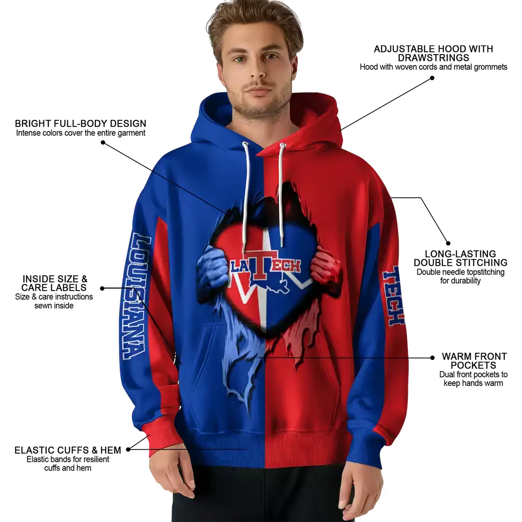 la tech heartbeat graphic blue hoodie latest model la tech heartbeat graphic blue hoodie latest model