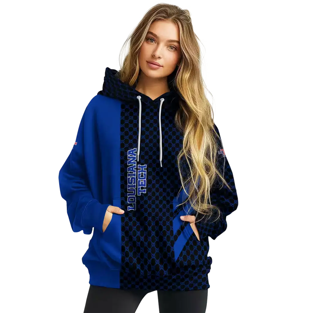 la tech monogram pattern blue hoodie high quality la tech monogram pattern blue hoodie high quality