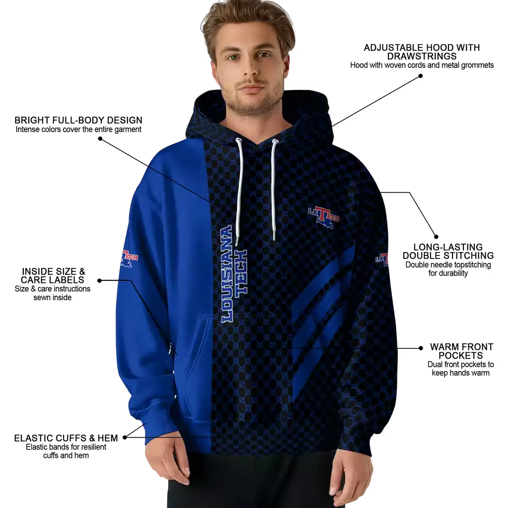 la tech monogram pattern blue hoodie latest model la tech monogram pattern blue hoodie latest model