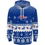 la tech reindeer motif blue hoodie best selling