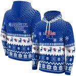 la tech reindeer motif blue hoodie best selling