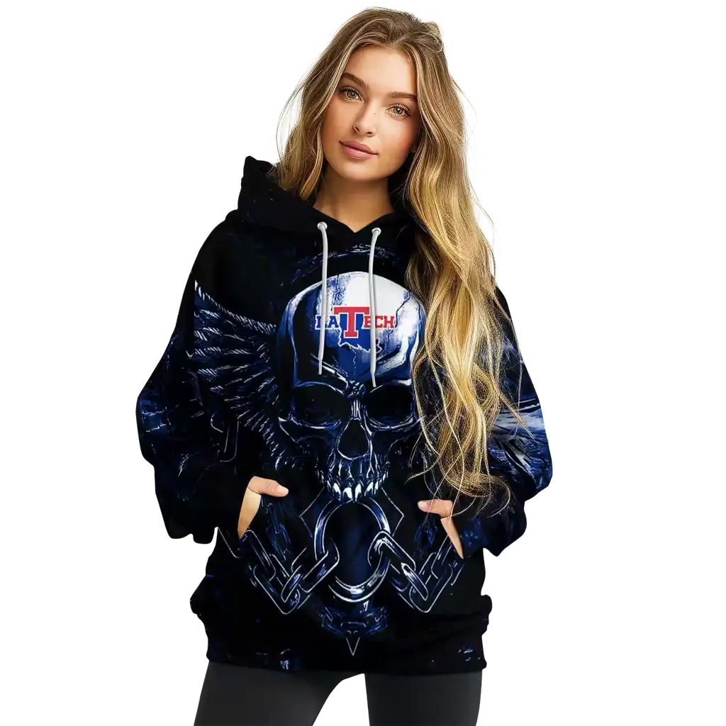 la tech skull artwork blue black hoodie high quality la tech skull artwork blue black hoodie high quality