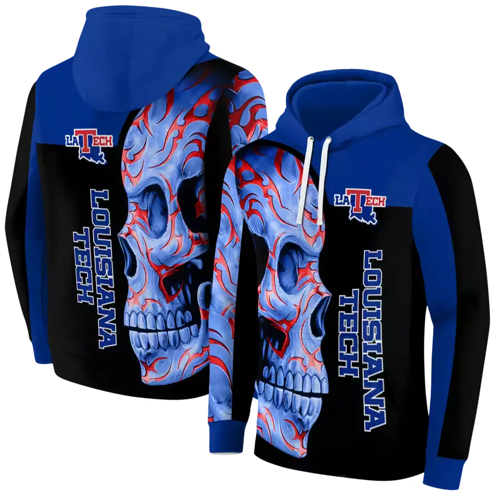 la tech skull motif blue black hoodie fashion forward la tech skull motif blue black hoodie fashion forward