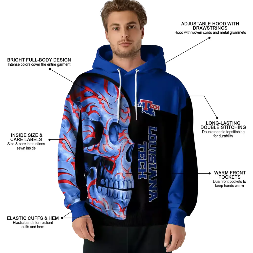 la tech skull motif blue black hoodie latest model la tech skull motif blue black hoodie latest model