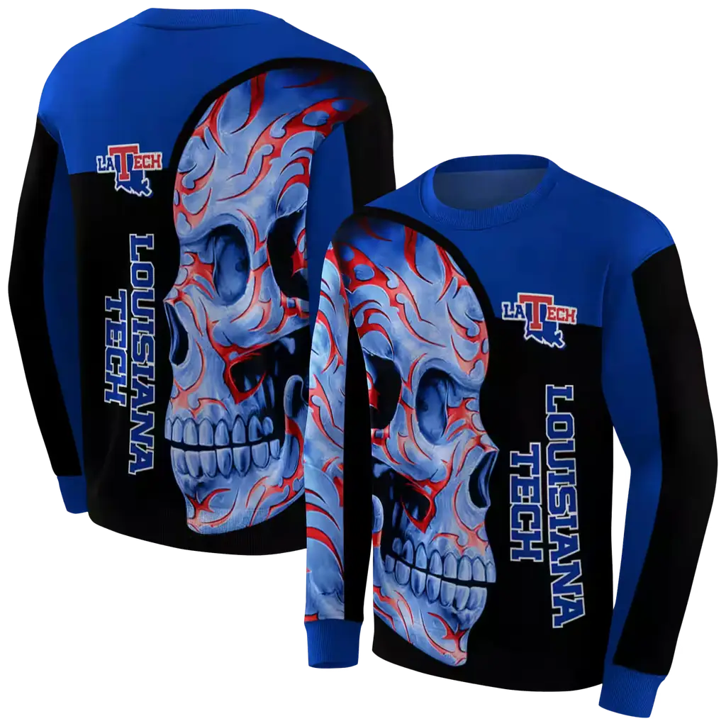 la tech skull motif blue black hoodie premium grade la tech skull motif blue black hoodie premium grade