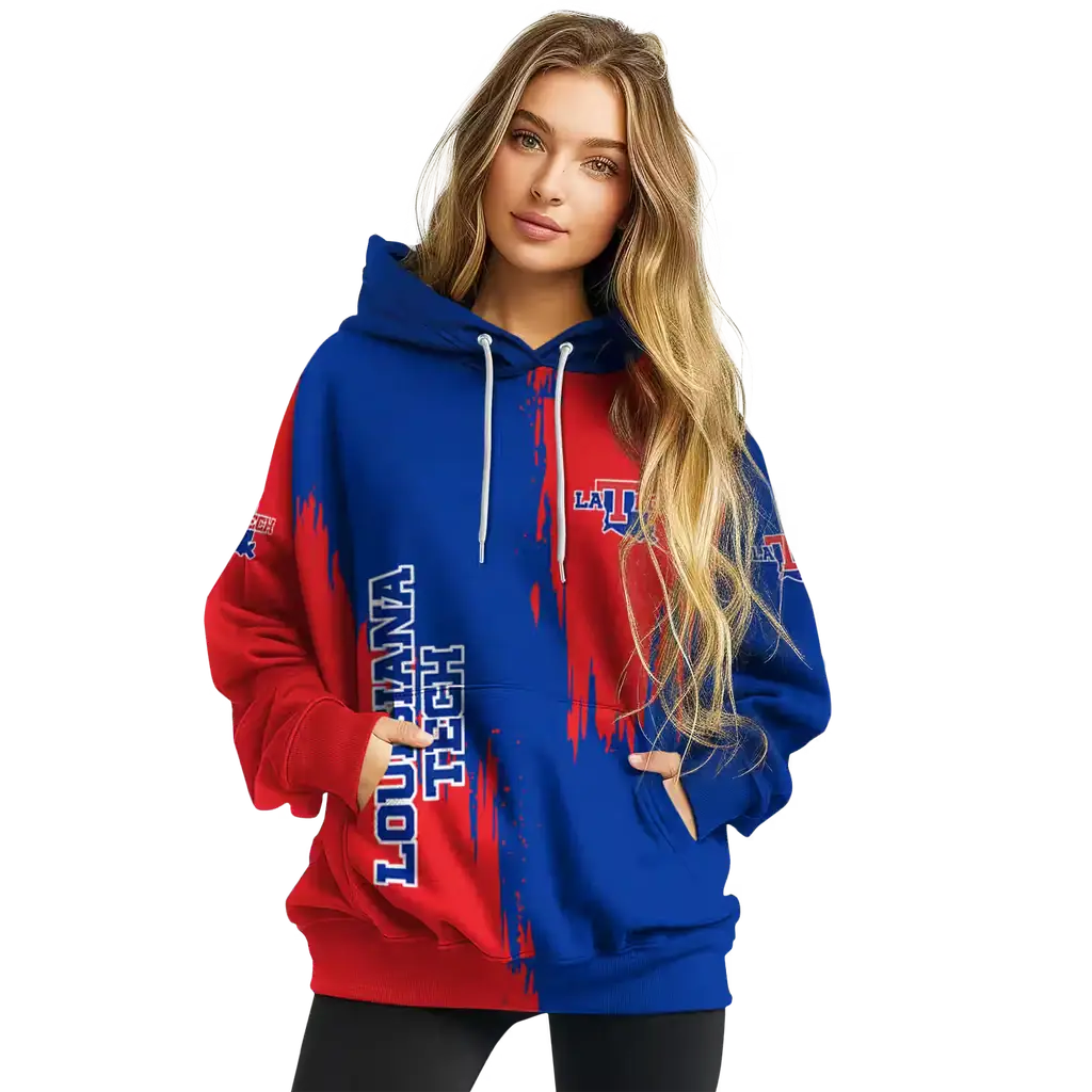 la tech splatter effect blue hoodie high quality la tech splatter effect blue hoodie high quality