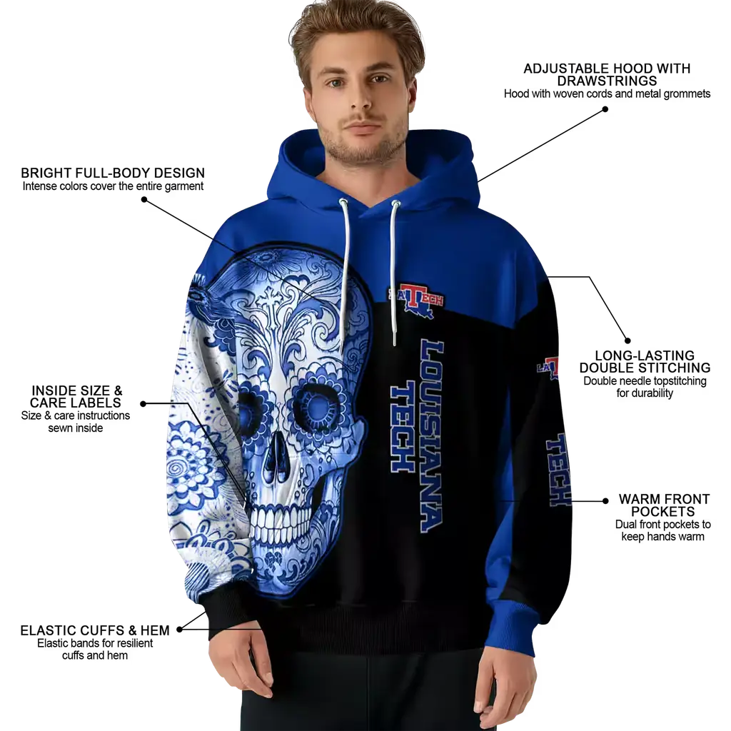 la tech sugar skull blue black hoodie latest model la tech sugar skull blue black hoodie latest model