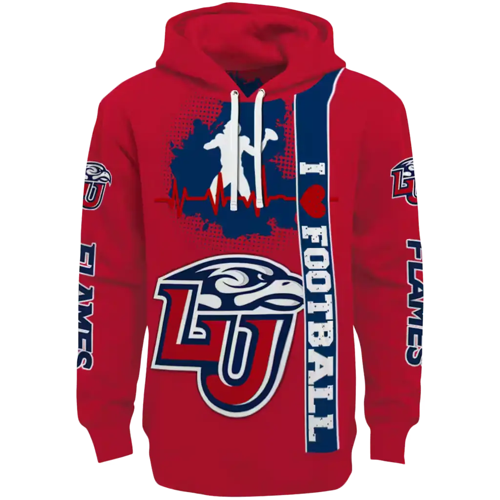 liberty flames football heartbeat red hoodie best selling liberty flames football heartbeat red hoodie best selling