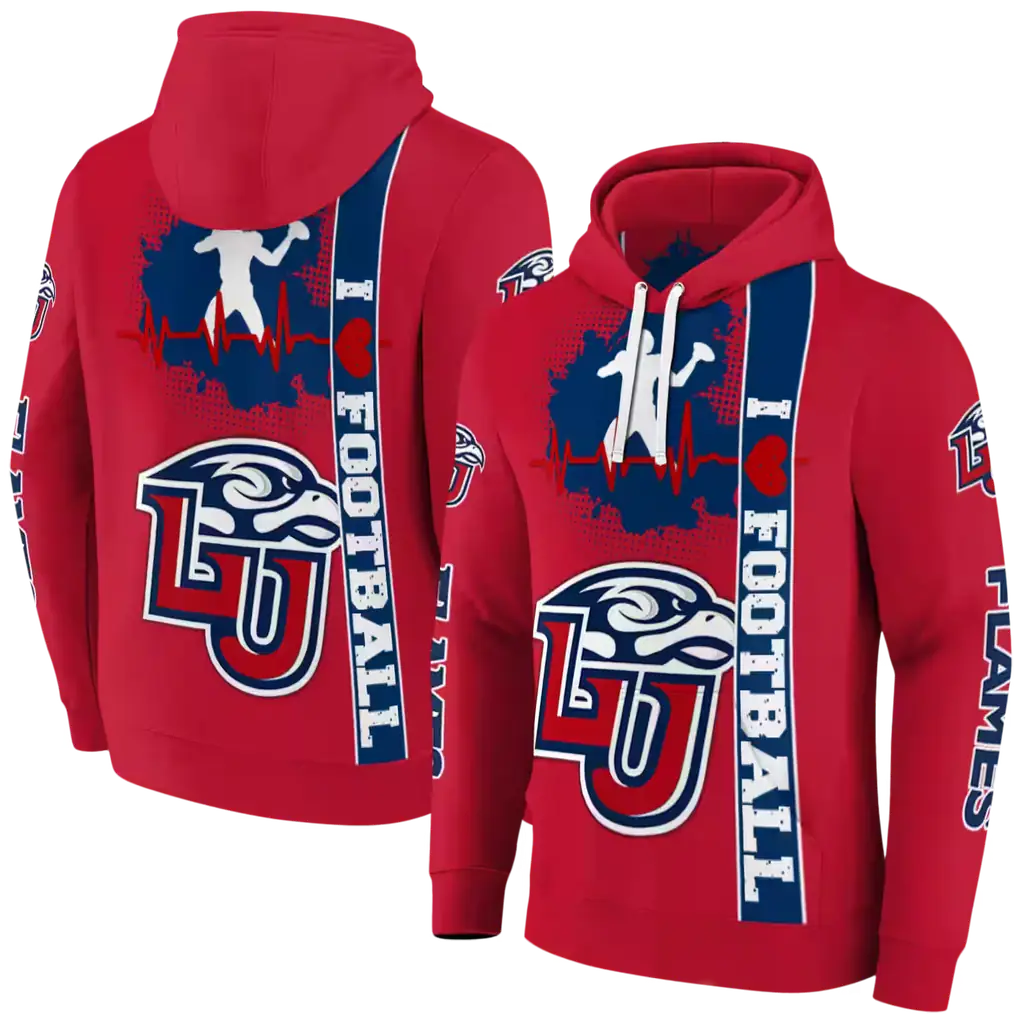 liberty flames football heartbeat red hoodie fashion forward liberty flames football heartbeat red hoodie fashion forward