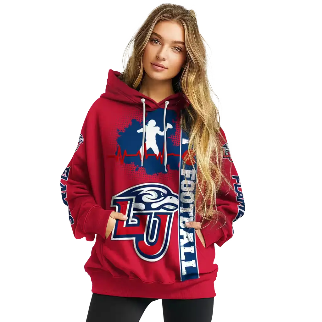 liberty flames football heartbeat red hoodie high quality liberty flames football heartbeat red hoodie high quality