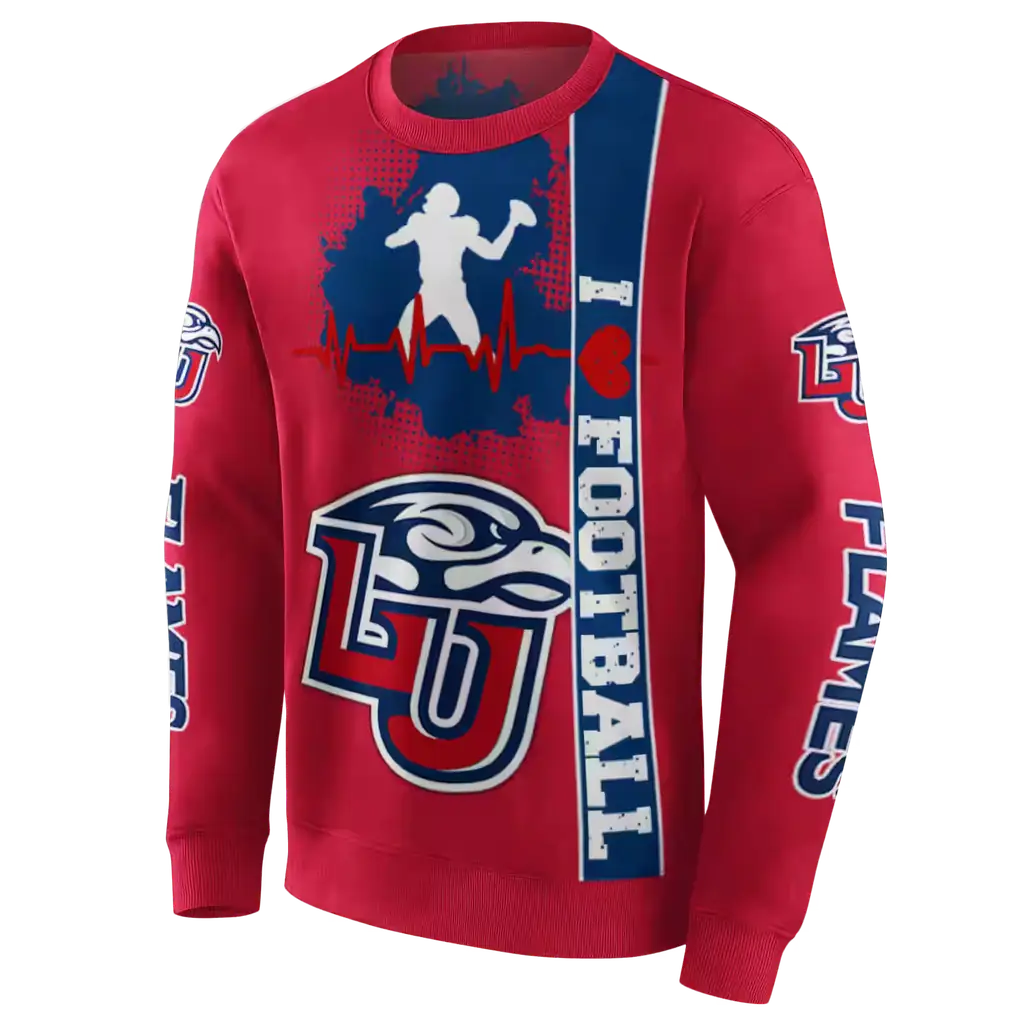 liberty flames football heartbeat red hoodie new arrival liberty flames football heartbeat red hoodie new arrival