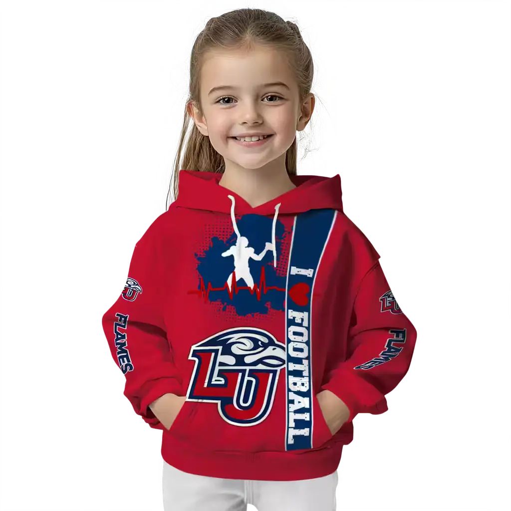 liberty flames football heartbeat red hoodie top rated liberty flames football heartbeat red hoodie top rated