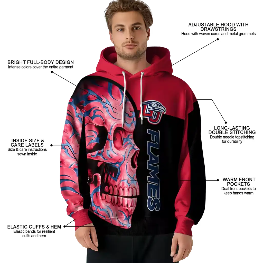 liberty flames skull motif red black hoodie latest model liberty flames skull motif red black hoodie latest model