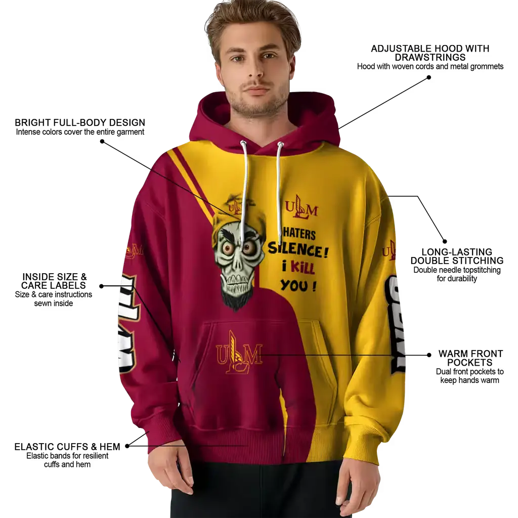 louisiana monroe warhawks achmed skull red hoodie latest model louisiana monroe warhawks achmed skull red hoodie latest model